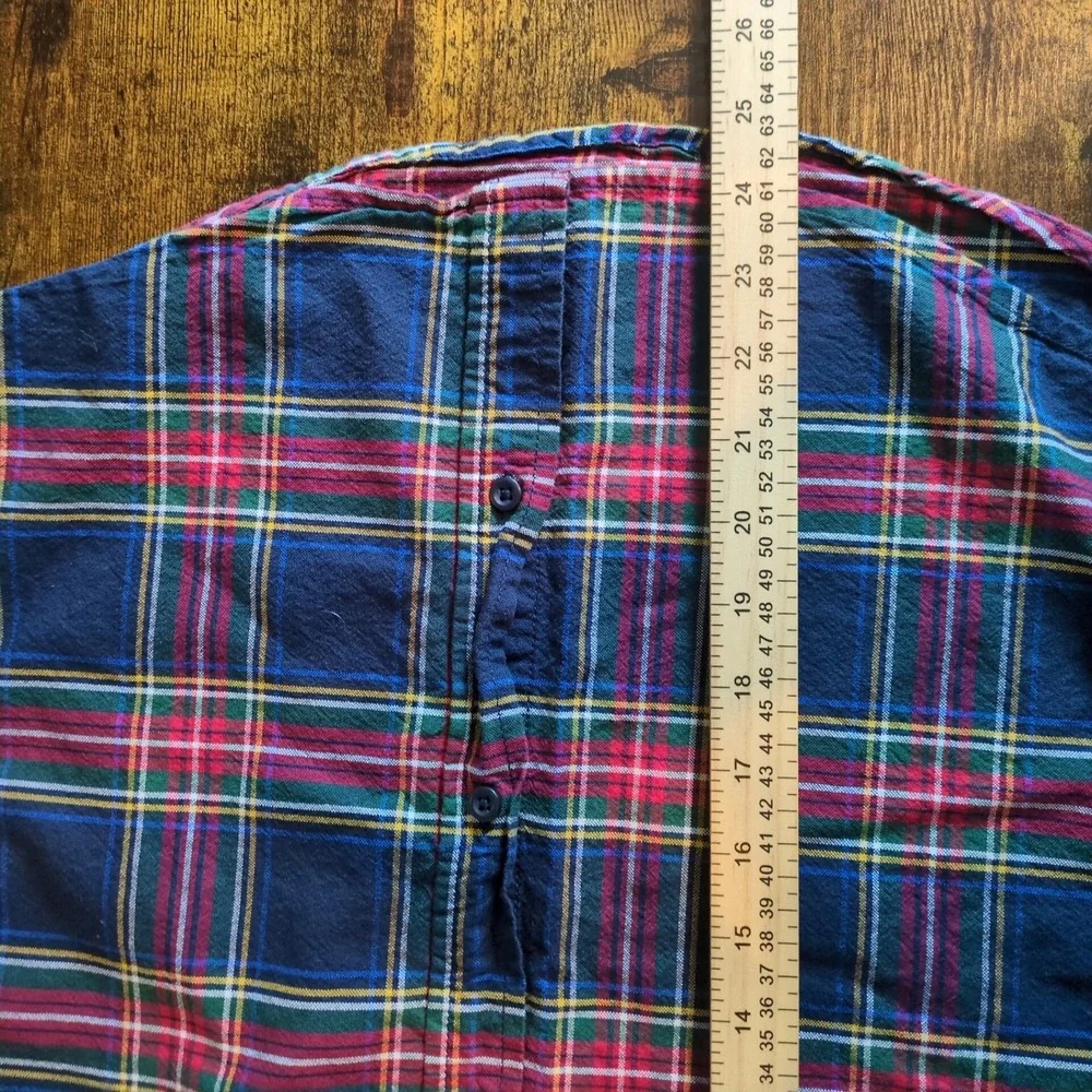 The Childrens Place Boys Blue Red Plaid Flannel Button Down Shirt Size XL 14
